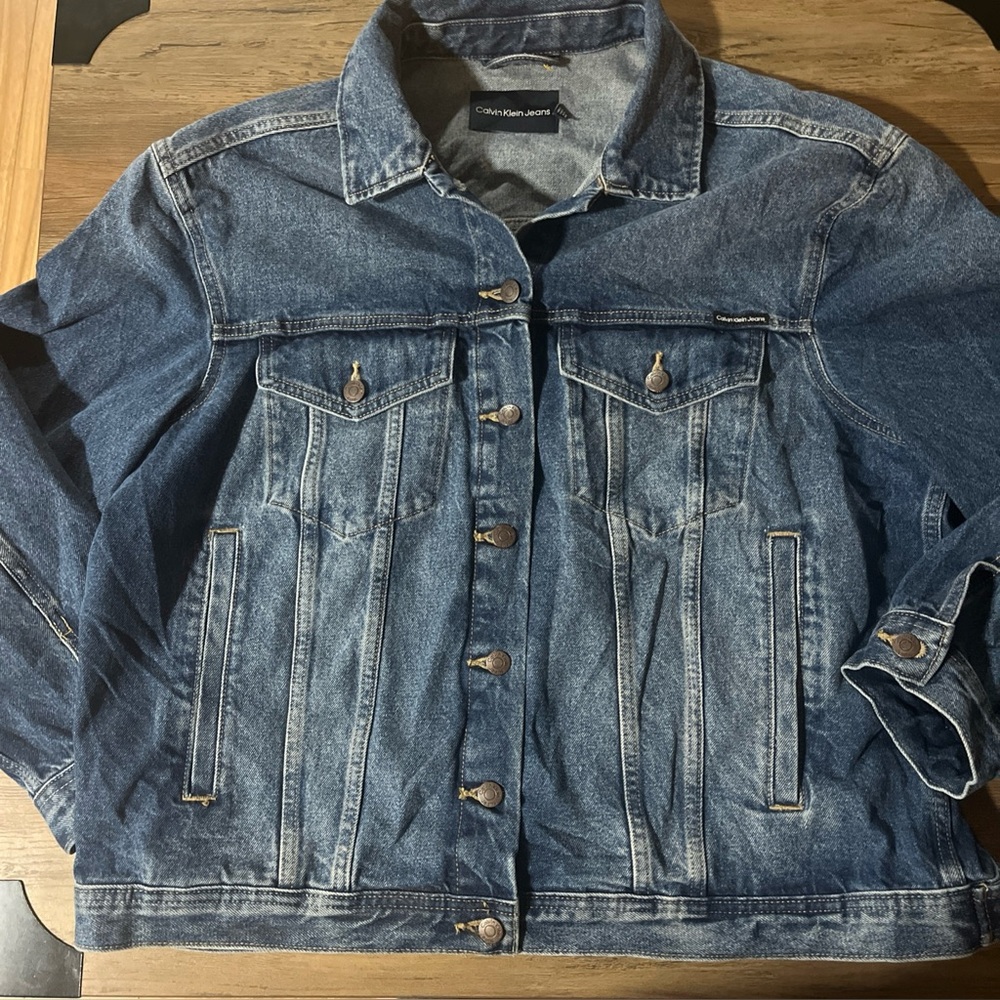 NWT 90’s Calvin Klein Women’s black denim jacket XL